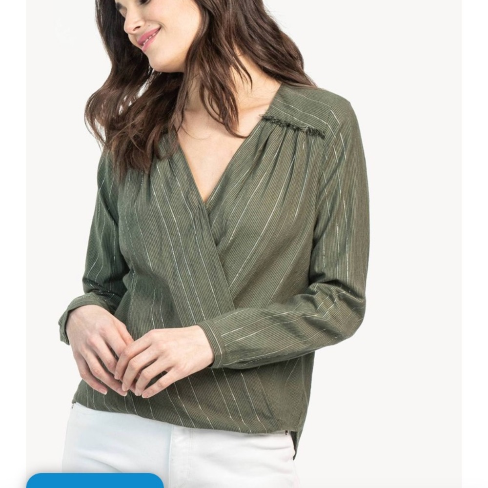 NWT - Lilla P Crossfront Silver Sage Blouse - Picture 4 of 9
